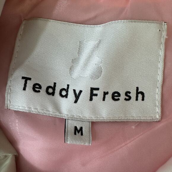 Teddy Fresh Quilted Puffer Jacket Mens Medium Colorblock Pastel Pink Green White - Picture 6 of 10